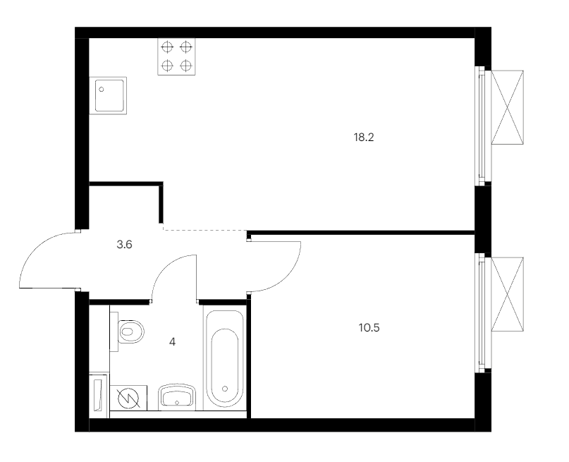 1-комнатная квартира 36.3 м², 8/11 эт., ЖК «Витебский парк»